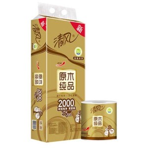 清风4层200克金装原木卷纸